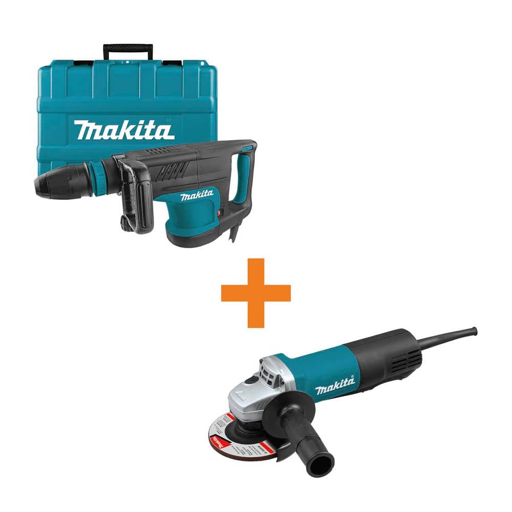 14 Amp SDS-MAX Corded Variable Speed 20 lb. Demolition Hammer with 4-1/2 in. Corded Paddle Switch Angle Grinder