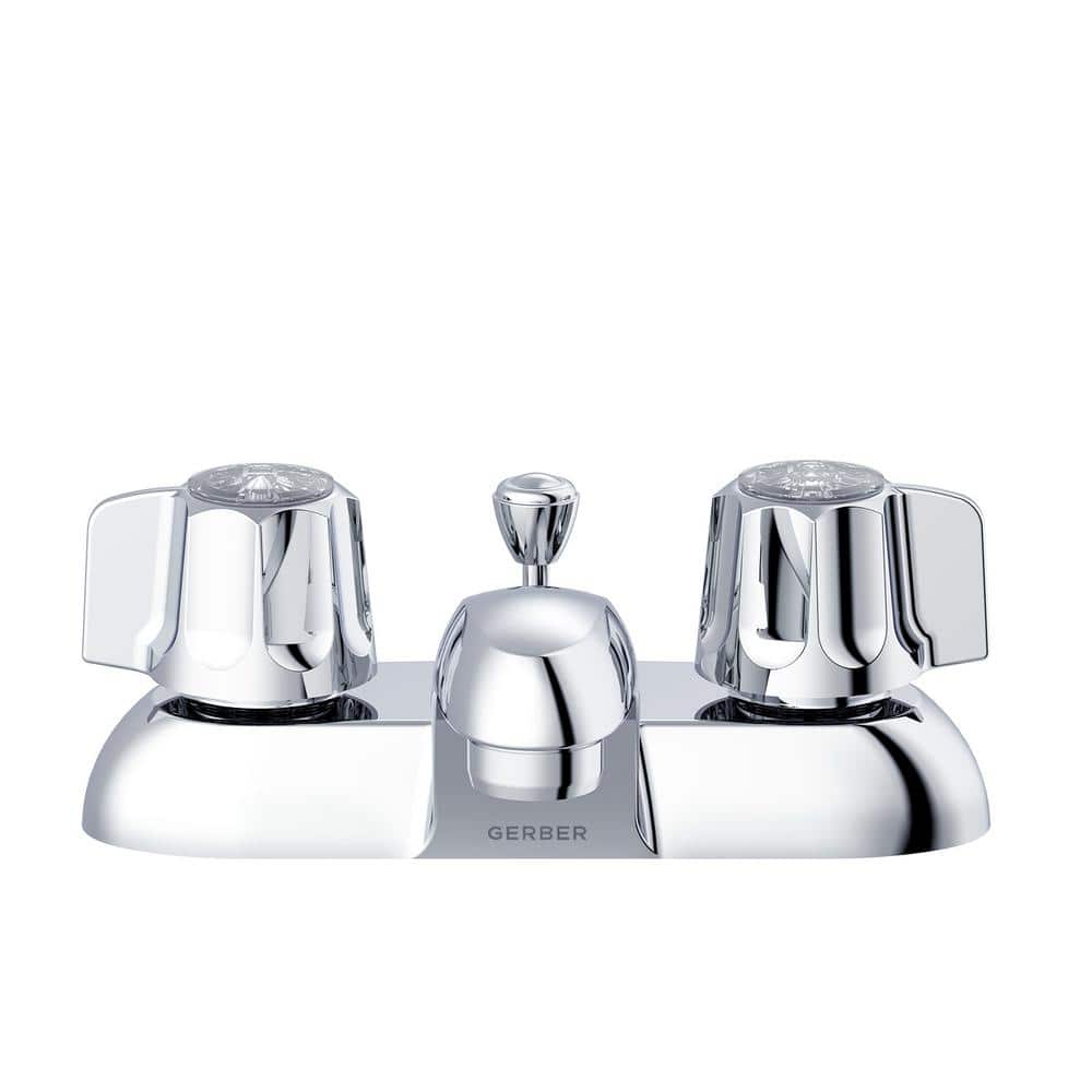 Chrome 2-Handle Centerset Bathroom Faucet with Metal Fluted Handles