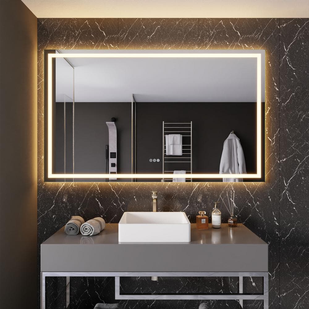 36 in. W x 60 in. H Rectangular Frameless LED Front/Back Light Wall Mounted