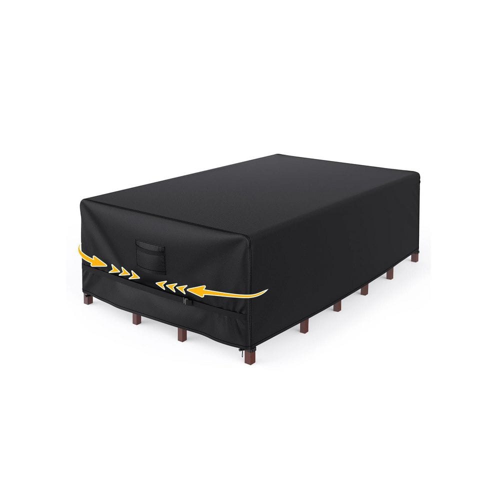 "90""L×62""W×28""H Black Heavy Duty Waterproof Outdoor Patio Furniture Cover with Windproof Buckle Straps" price history on PriceWatchPro
