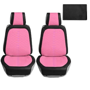 FH Group Light and Breezy Fabric 21 in. x 21 in. x 2 in. Full Set Seat  Covers with Steering Wheel Cover and 4-Seat Belt Pads DMFB030PNK115CM - The Home  Depot