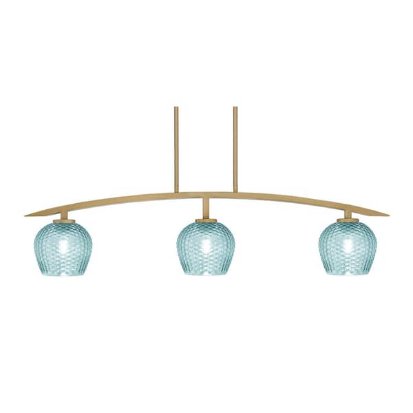 Unbranded Siena 3-Light, Brass, Linear Chandelier, Any room with Shades, No Bulb Included
