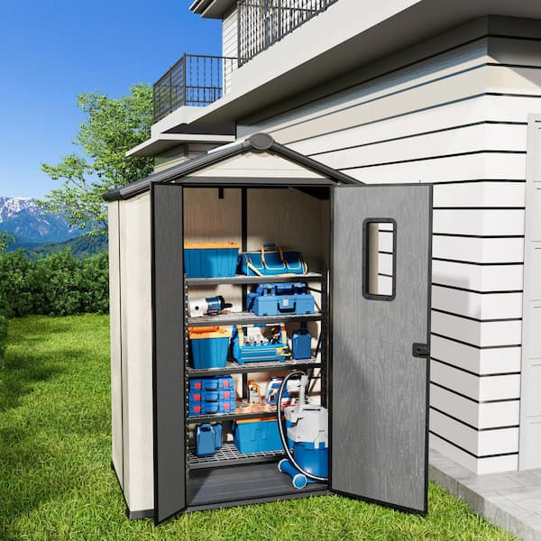 5 ft. x 3 ft. Durable Resin Garden Outdoor Storage Shed with Floor and Sloping Roof (15 sq. ft. )
