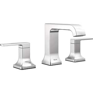 Velum 8 in. Widespread Double Handle Bathroom Faucet with Drain Kit Included in Chrome