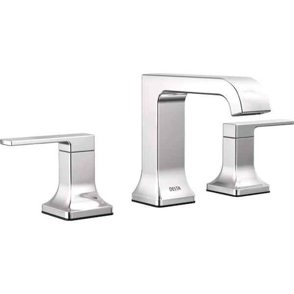 Delta Velum 8 in. Widespread Double Handle Bathroom Faucet with Drain Kit Included in Chrome