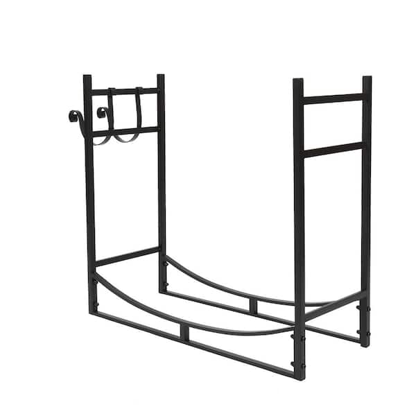 33 in. Heavy-Duty Firewood Rack with 2 Hooks