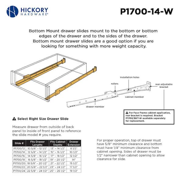 20 in. Bottom Mount Euro Drawer Slide (1-Pack) 20 in. Bottom Mount Euro Drawer Slide (1-Pack)