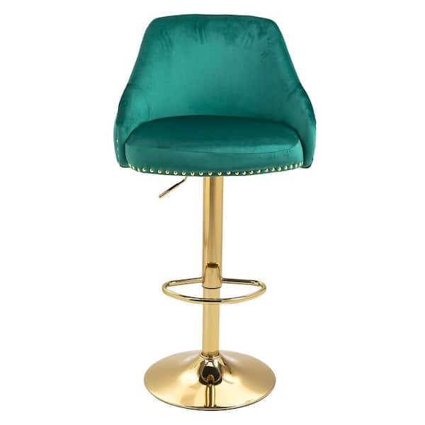 Unbranded 44.9 in. Emerald Bar Stools with Back and Footrest Counter Height Dining Chairs