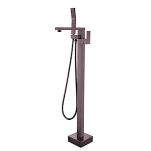 Single-Handle Floor Mount Freestanding Tub Faucet Bathtub Filler with Hand Shower in Oil Rubbed Bronze