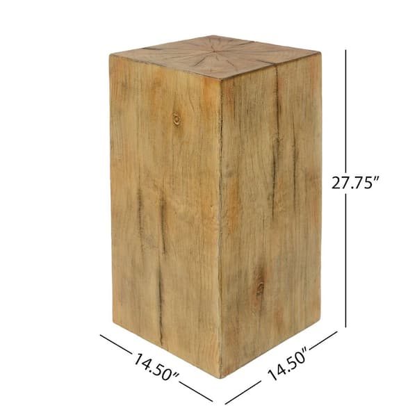 Farmhouse Natural Wood-Look Square Outdoor Side Table, Weather