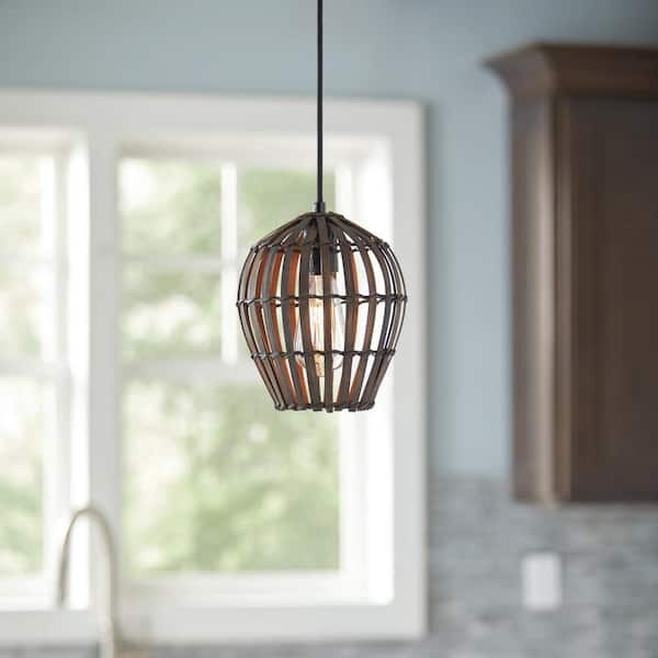 Home Decorators Collection 1- Light Bamboo Shade Mini Pendant