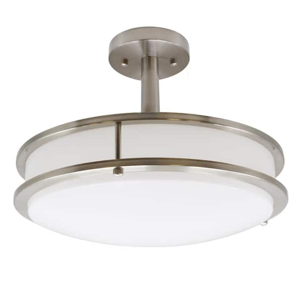 Lecoht 16 in. Brushed Nickel LED Chip Flush Mount Ceiling Light with Plastic Shade