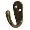 Gatehouse 2-Pack 2-Hook 1-in x 1.25-in H Antique Brass Decorative Wall Hook  (35-lb Capacity) in the Decorative Wall Hooks department at