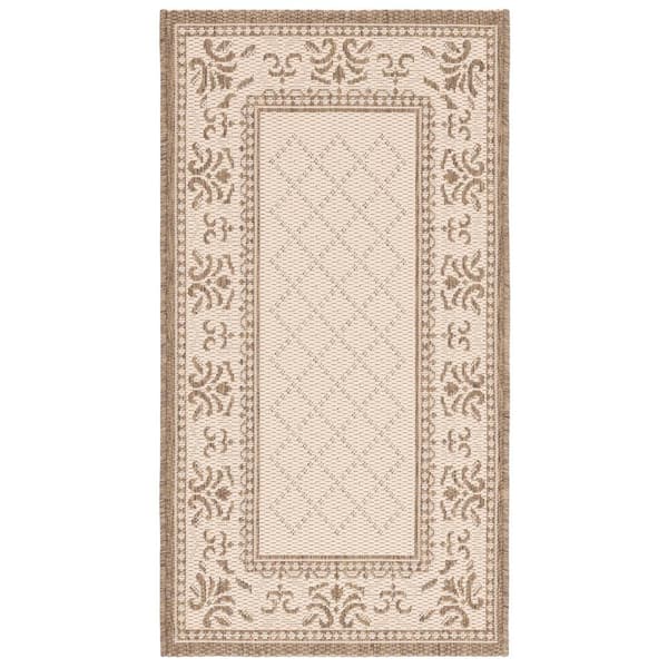 SAFAVIEH Courtyard Natural/Brown Doormat 2 ft. x 4 ft. Border Indoor/Outdoor Patio Area Rug
