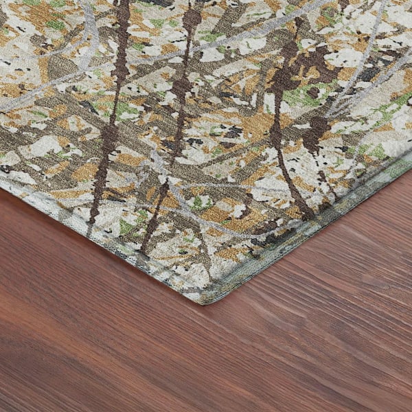 Mayfield Premium Machine Washable Abstract AMF2389 Taupe 9 ft. x 12 ft. Area Rug
