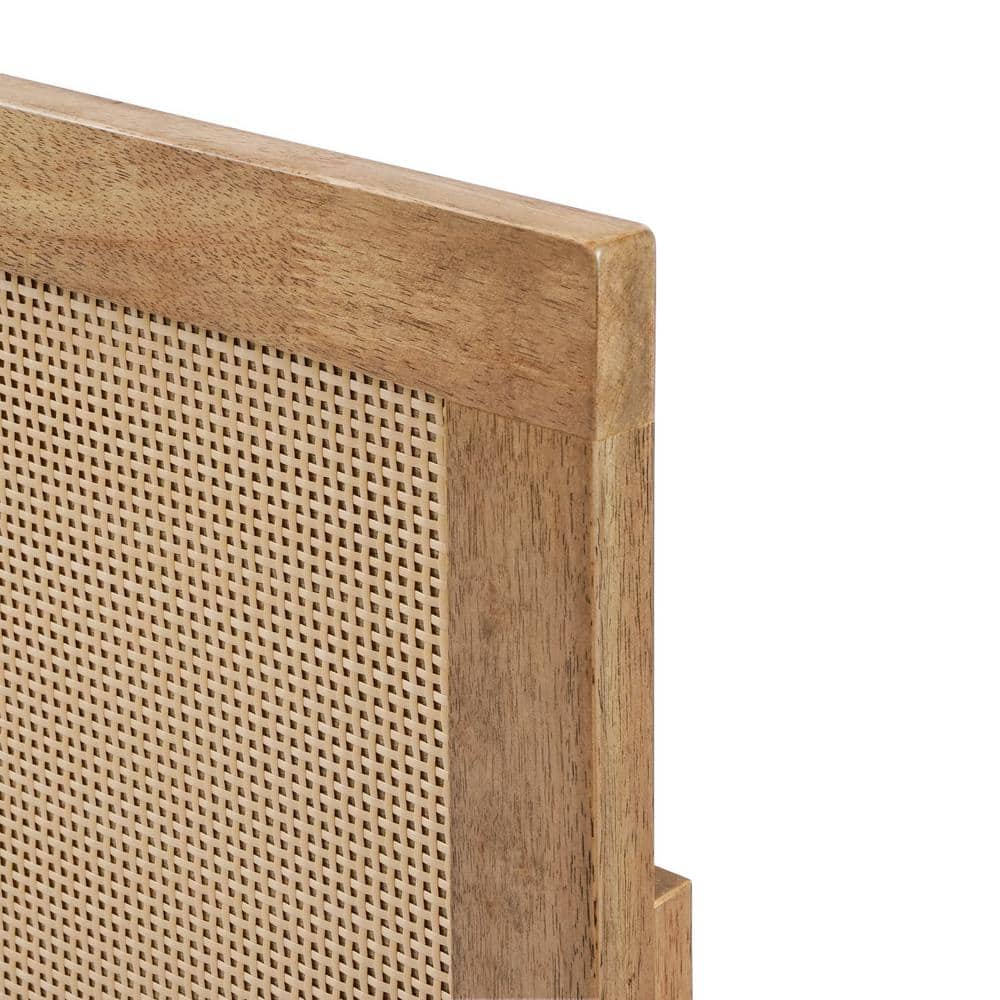 Natural Rubberwood and Rattan King Headboard
