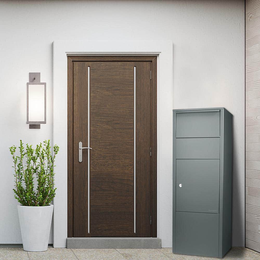 Large Black Steel Parcel Drop Box with Key Lock