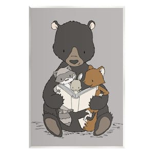 Animals Family Bear Reading Book to Babies Design By Sweet Melody Designs Unframed Animal Art Print 15 in. x 10 in.