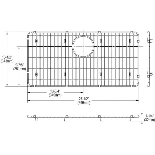 27-1/2 x 13-1/2 x 1-1/4 Sink Protectors for Kitchen Sink - Sink Bottom  Grid - Stainless Steel Sink Protector - Sink Grate for Bottom of Kitchen