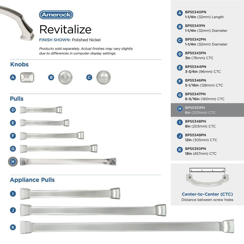 Polished Nickel 8" Modern Traditional Cabinet Pull