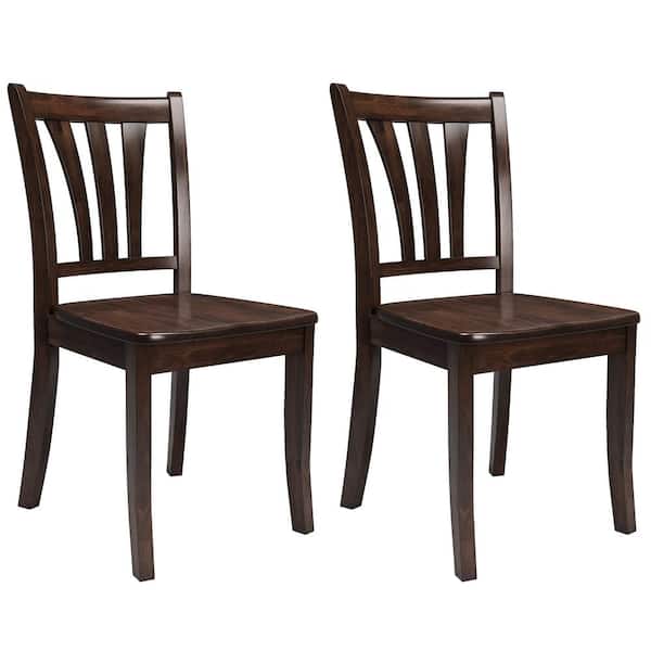 CorLiving Dillon Cappuccino Stained Solid Wood Curved Vertical Salt Backrest Dining Chairs (Set of 2)