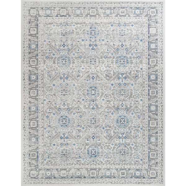Efes Grey/Light Gray 9 ft. x 12 ft. Geometric Area Rug