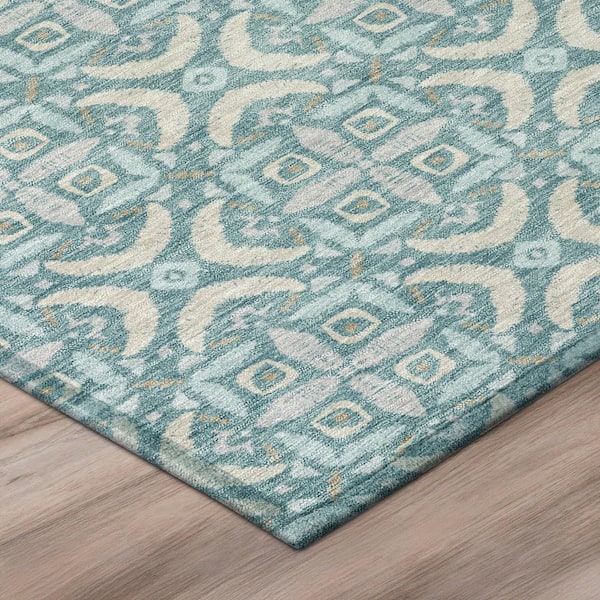 Chantille Machine Washable Indoor/Outdoor Abstract ACN2924 Teal 5 ft. x 7 ft. 6 in. Area Rug