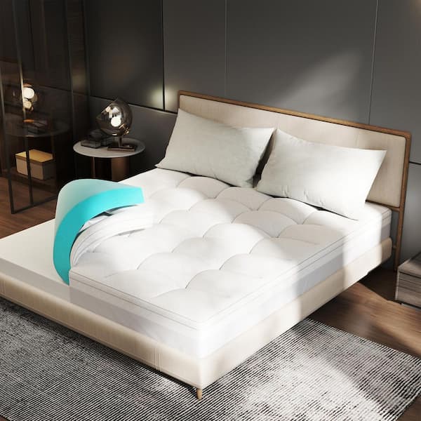 2 in. Gel Memory Foam Mattress Topper High Density Pad with 1 in. Pillow Top Mattress Pad Cover, Full Size, White