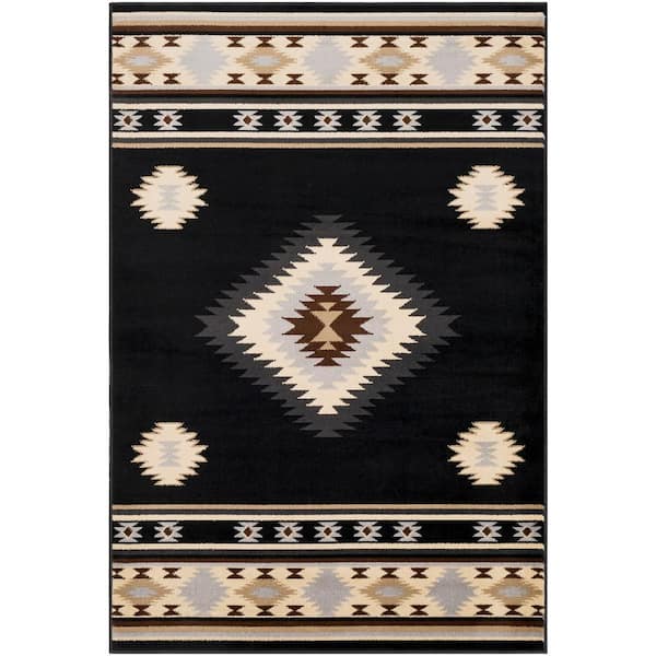 Livabliss Sora Black 6 ft. 7 in. x 9 ft. 6 in. Area Rug