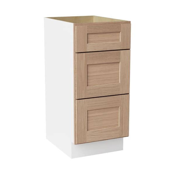 15 in. W x 21 in. D x 34.5 in. H Ready to Assemble Solid Wood Shaker Drawer Base Bath Cabinet in Oak