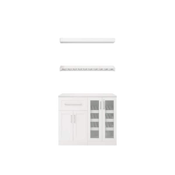NewAge Products Home Bar 21 in. White Cabinet Set (5-Piece)
