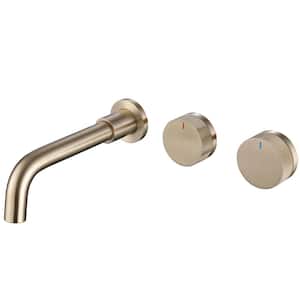 2-Handle Wall Mounted Bathroom Faucet in Brushed Gold