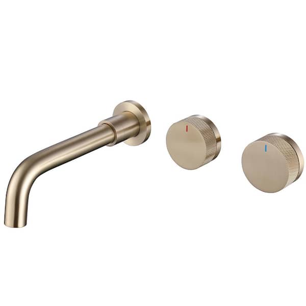 Tomfaucet 2-Handle Wall Mounted Bathroom Faucet in Brushed Gold