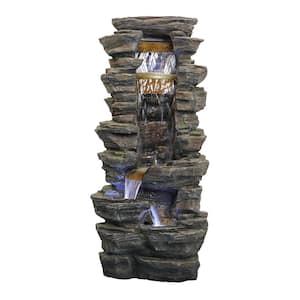 40 in. H Outdoor Garden Waterfall Fountain Freestanding Fountains with LED Lights