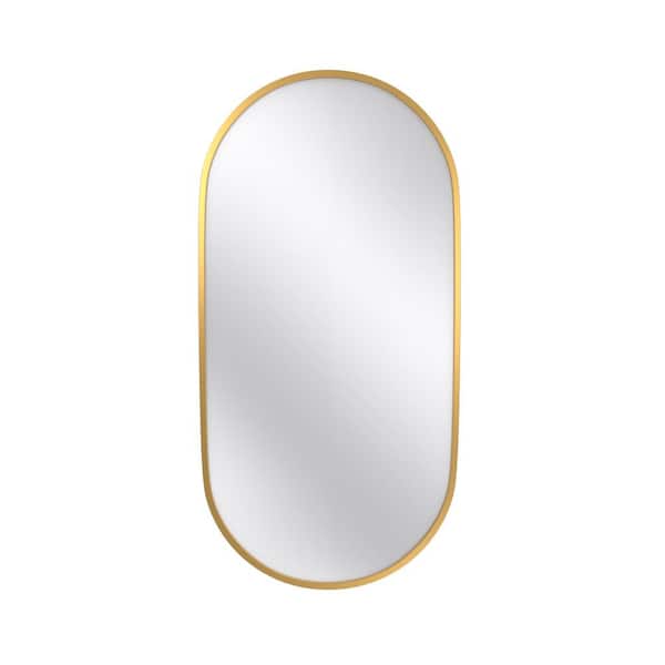 FUNKOL 36in. L x 18 in. H Gold Oval Wall Mount Bathroom Vanity Mirror
