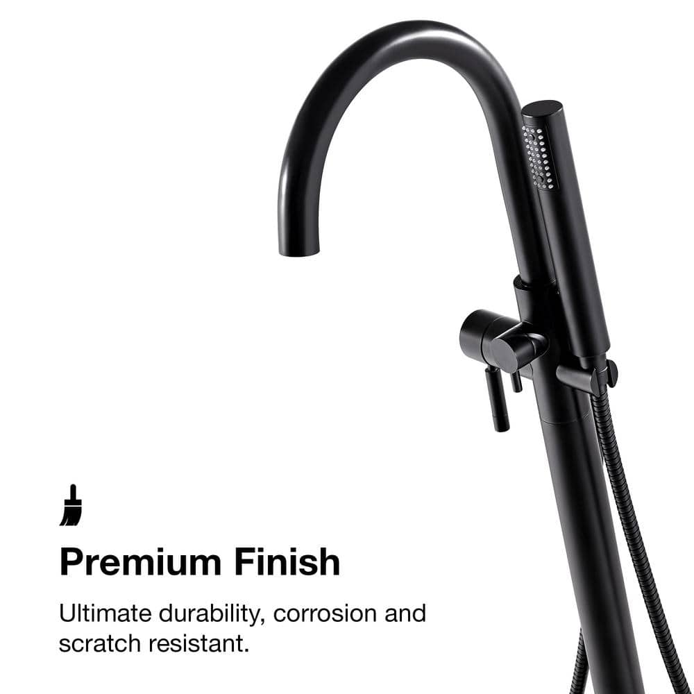 Athena Matte Black Freestanding Tub Faucet with Hand Shower