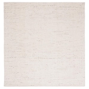 Abstract Ivory/Brown 4 ft. x 4 ft. Speckled Square Area Rug