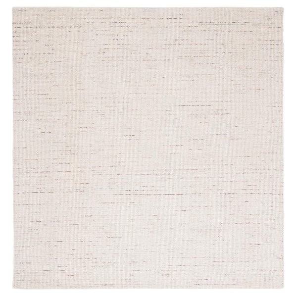 Abstract Ivory/Brown 6 ft. x 6 ft. Speckled Square Area Rug