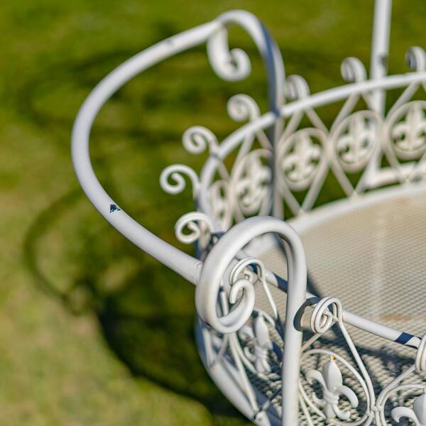 Zaer Ltd. 57.48 in. L Antique White Iron Flower Cart ZR200424-AW