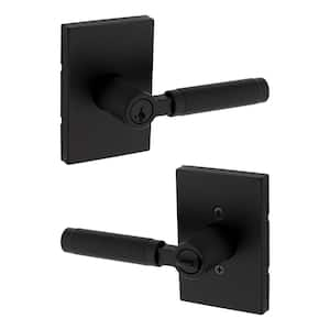 Prava Matte Black Keyed Entry Door Lever featuring SmartKey Security