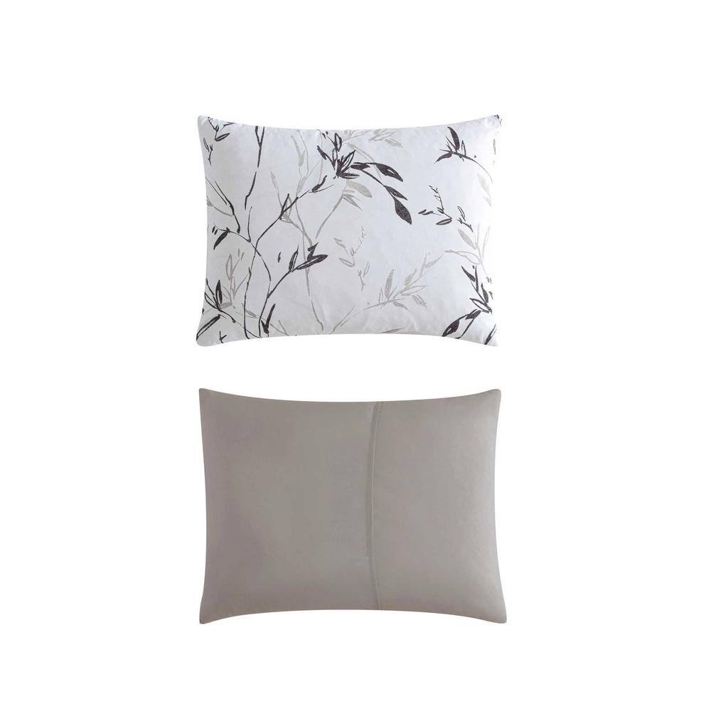 Twin Gray and White Microfiber Reversible Bedspread Set