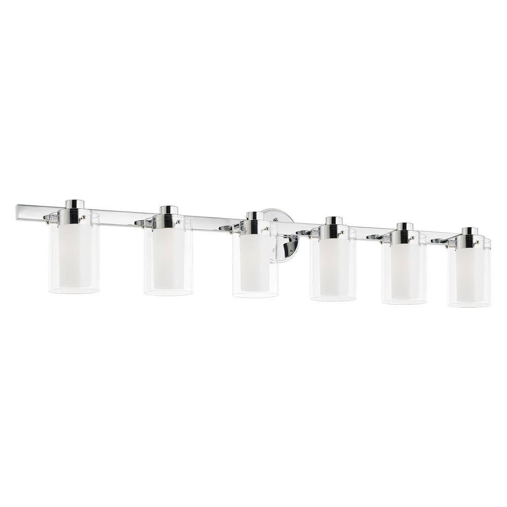 Polished Chrome 6-Light Vanity Light with Opal Glass Shades