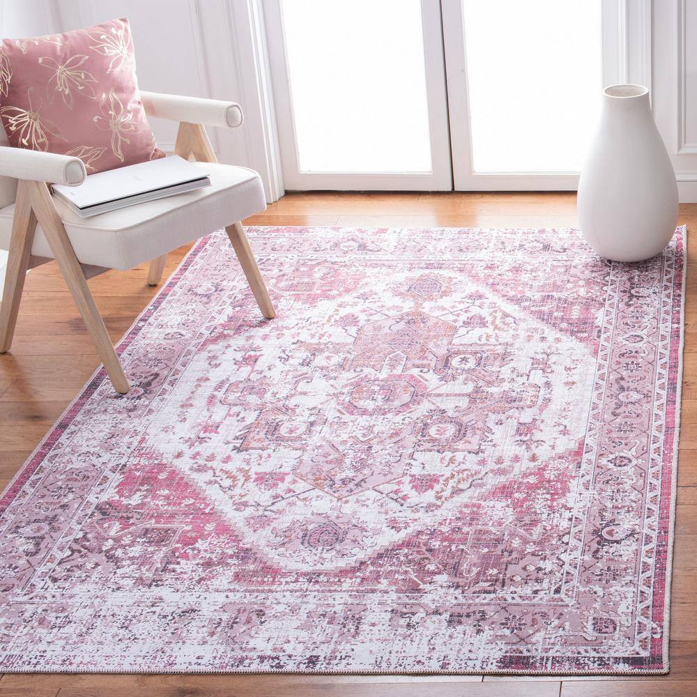 Ivory and Rust Hand-Knotted Washable Square Rug