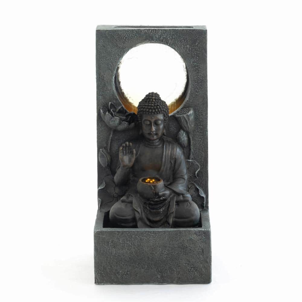 "28"" H Resin Outdoor Buddha Waterfall Fountain, Freestanding Relaxing Water Feature, Asian Zen Fengshui Decor" price history on PriceWatchPro