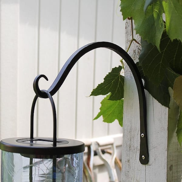 4 in. Tall Black Powder Coat Metal Straight Up Curled Wall Bracket Hooks  (Set of 2)