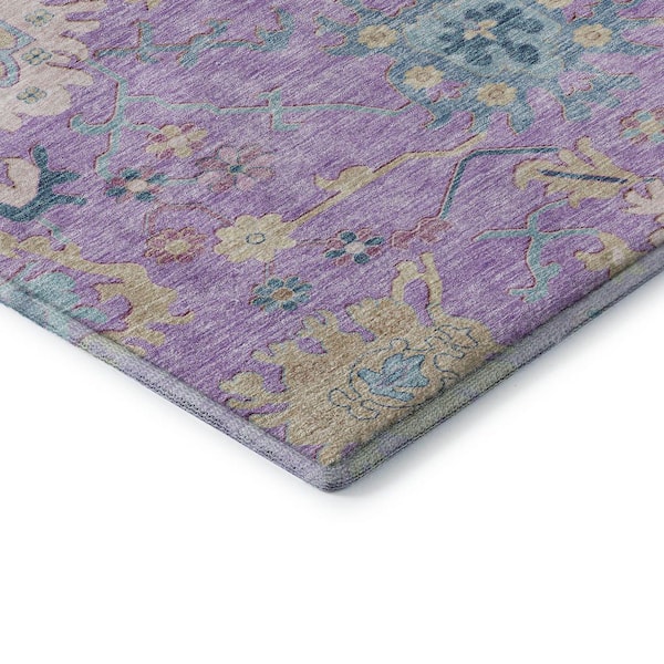 Mayfield Premium Machine Washable Abstract AMF1154 Purple 2 ft. 3 in. x 7 ft. 6 in. Runner Rug