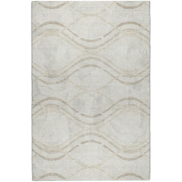 Dream Shag Premium Machine Washable Abstract ADS757 Ivory 8 ft. x 10 ft. Area Rug