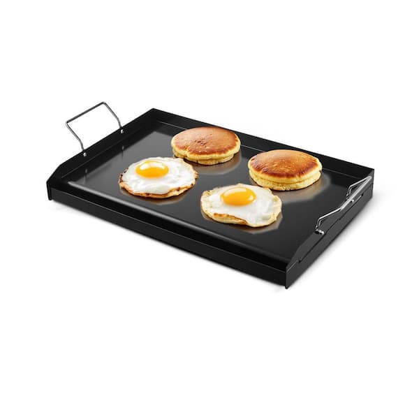 Carbon Steel Griddle, Portable Family Cookware with Handle, 24x16 in. Universal Flat Top Rectangular Plate