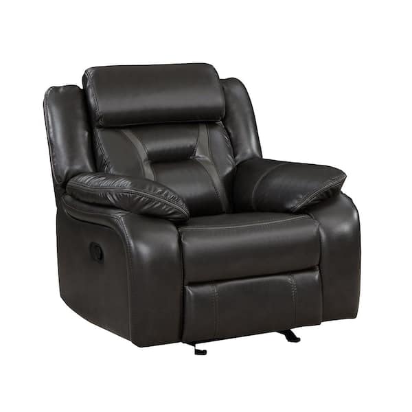 Lazzara Belmont Dark Gray Faux Leather Manual Glider Recliner