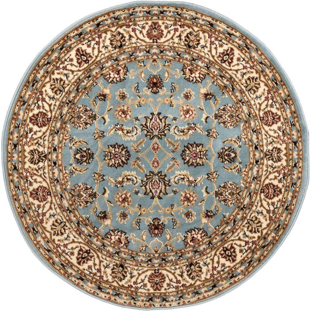 Well Woven Barclay Sarouk Light Blue 5 ft. Traditional Floral Round Area Rug  549360 - The Home Depot